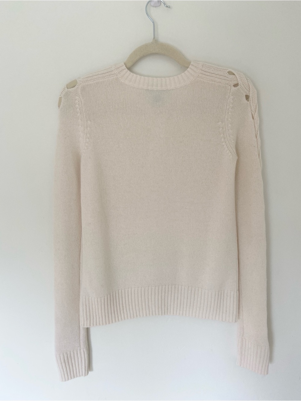 Autumn Cashmere Open Cable Sleeve Sweater in Cream size XS - Picture 9 of 9
